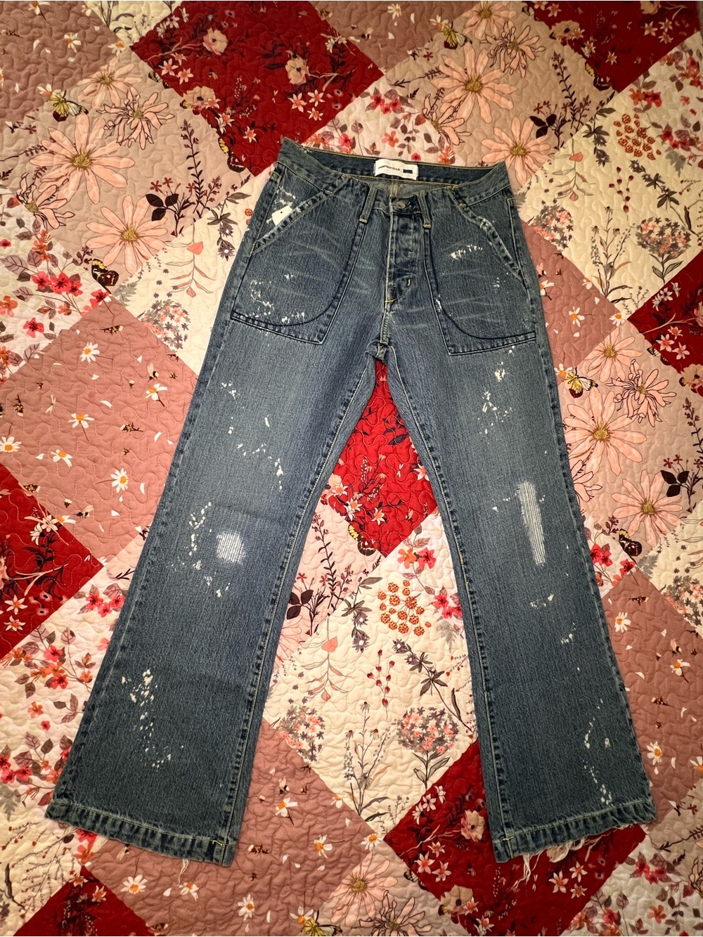 Paper Denim & Cloth Blue Relaxed Straight Jeans with Paint-Splatter
